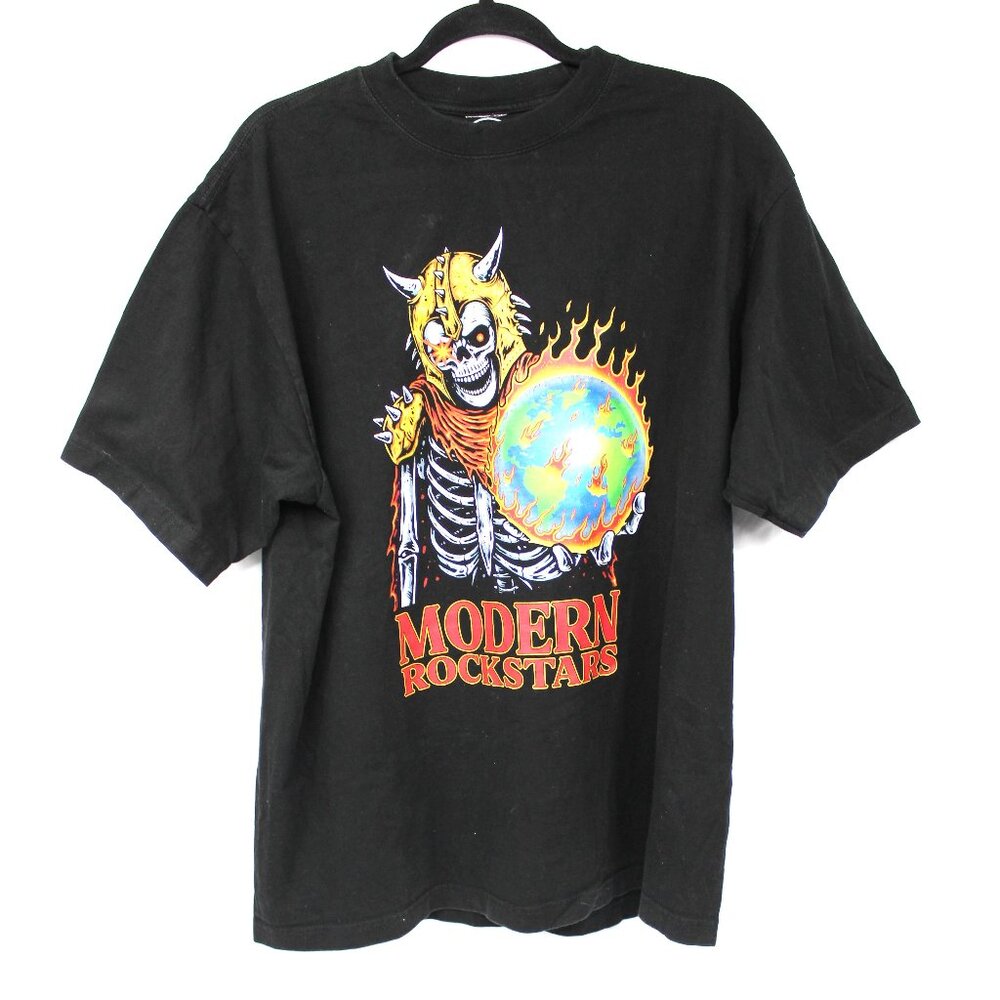 Modern Rockstars Black Men's Double Sided World Tour Skull T Shirt Size XL